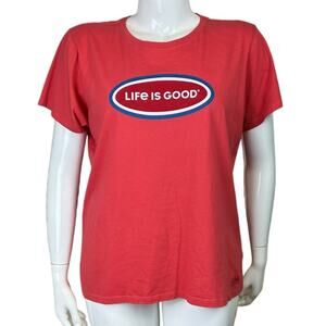 Life is Good Crusher Tee Size XL Red Made in Peru